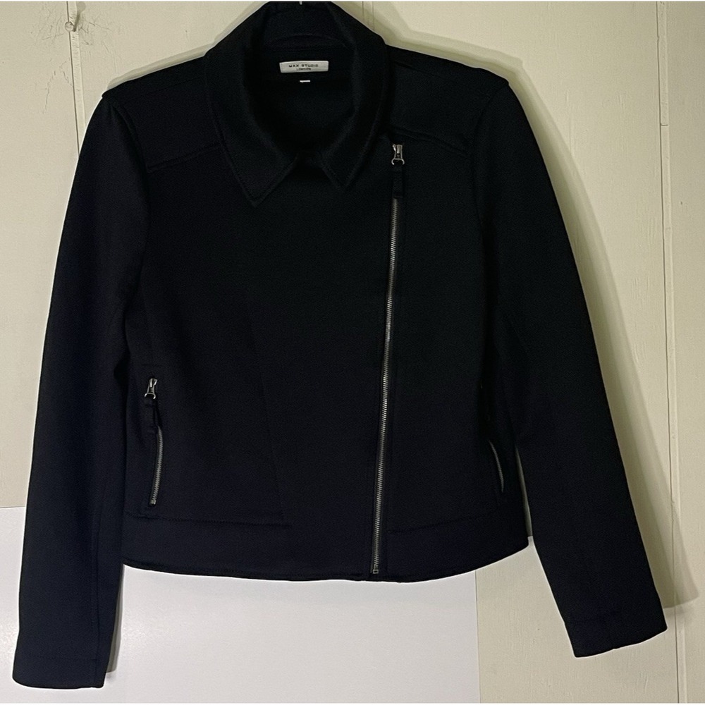 Max Studio London Women's Jacket Size Small Long Sleeve Asymmetrical Zip Front